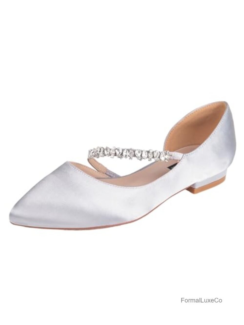 Women Low Heel Pointy Toe Pumps Rhinestone Strap Wedding Party Shoes